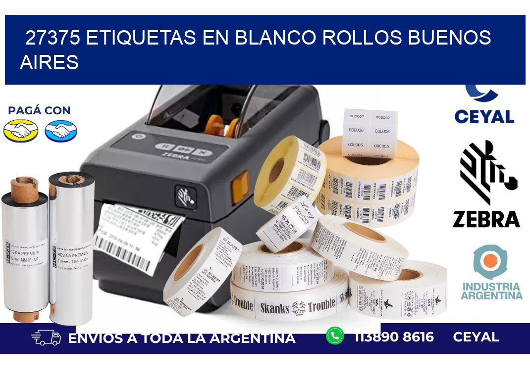 27375 ETIQUETAS EN BLANCO ROLLOS BUENOS AIRES