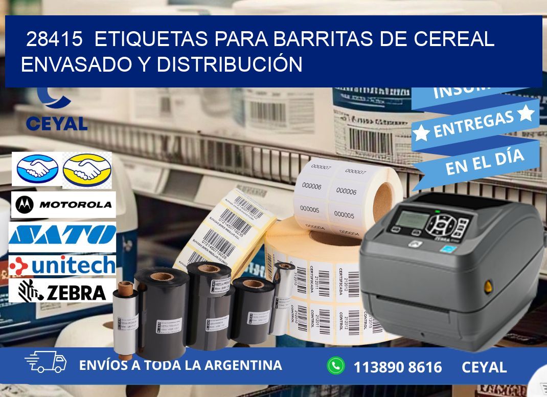 28415  ETIQUETAS PARA BARRITAS DE CEREAL ENVASADO Y DISTRIBUCIÓN