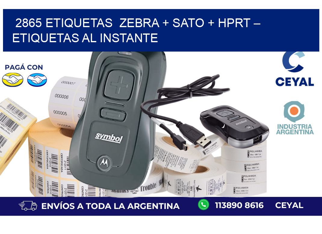 2865 etiquetas Zebra + SATO + HPRT – Etiquetas al Instante