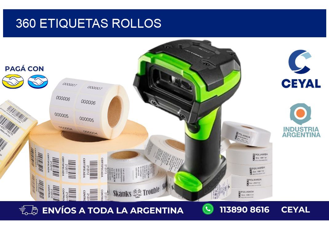 360 ETIQUETAS ROLLOS