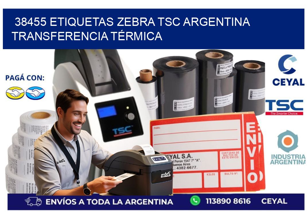38455 etiquetas zebra tsc argentina TRANSFERENCIA TÉRMICA
