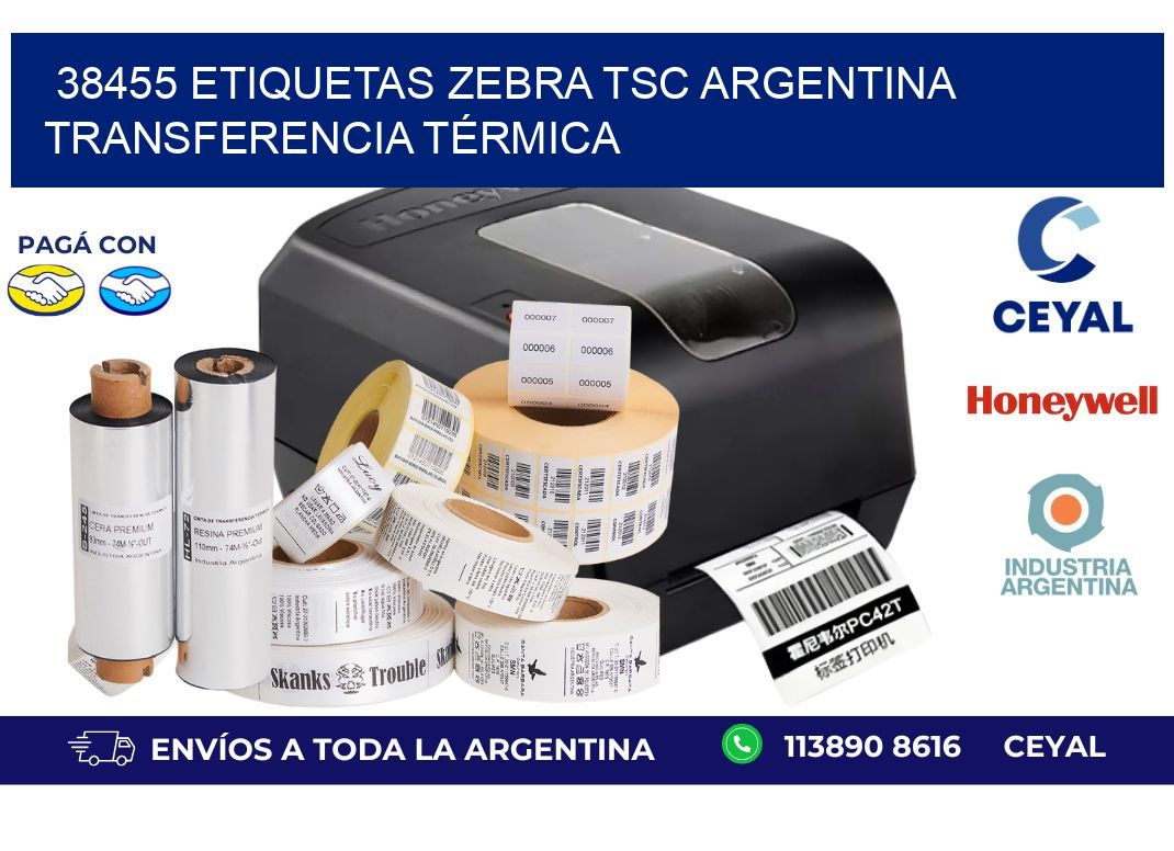 38455 etiquetas zebra tsc argentina TRANSFERENCIA TÉRMICA