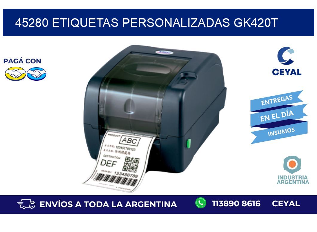 45280 ETIQUETAS PERSONALIZADAS GK420T