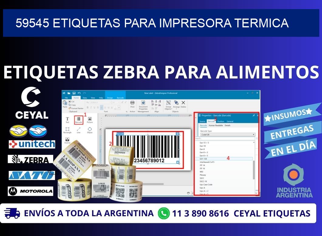 59545 ETIQUETAS PARA IMPRESORA TERMICA