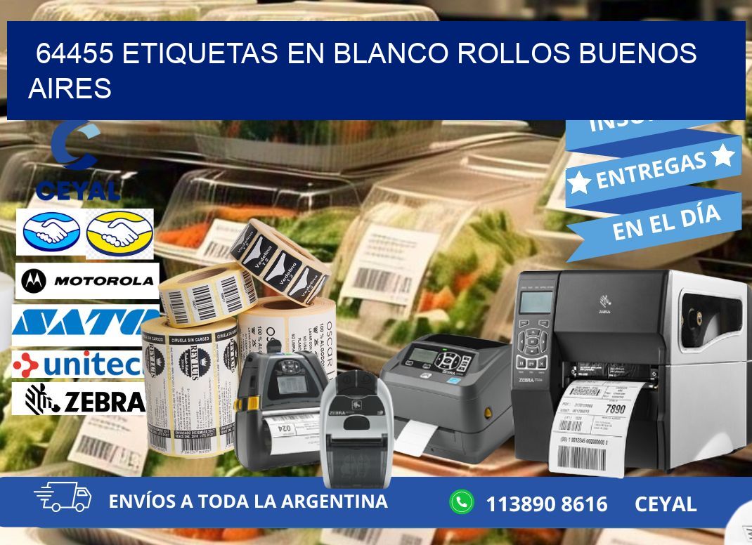 64455 ETIQUETAS EN BLANCO ROLLOS BUENOS AIRES