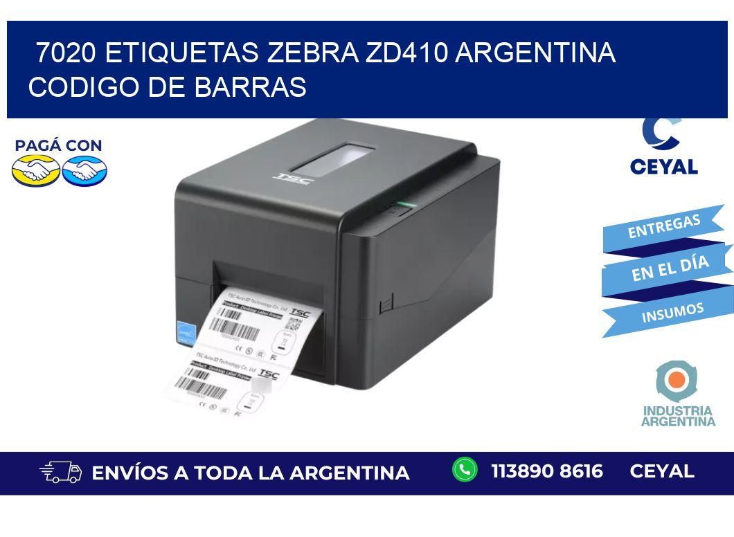 7020 etiquetas zebra zd410 argentina CODIGO DE BARRAS