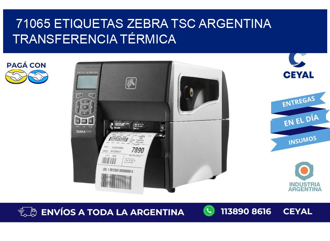 71065 etiquetas zebra tsc argentina TRANSFERENCIA TÉRMICA
