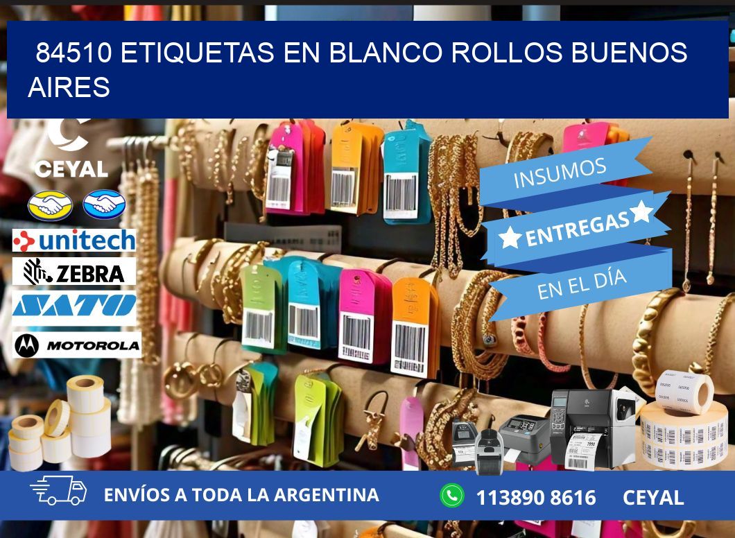 84510 ETIQUETAS EN BLANCO ROLLOS BUENOS AIRES