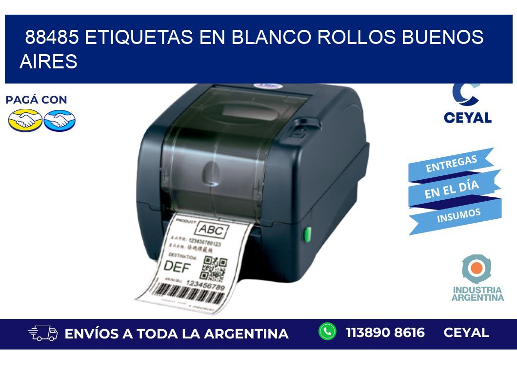 88485 ETIQUETAS EN BLANCO ROLLOS BUENOS AIRES