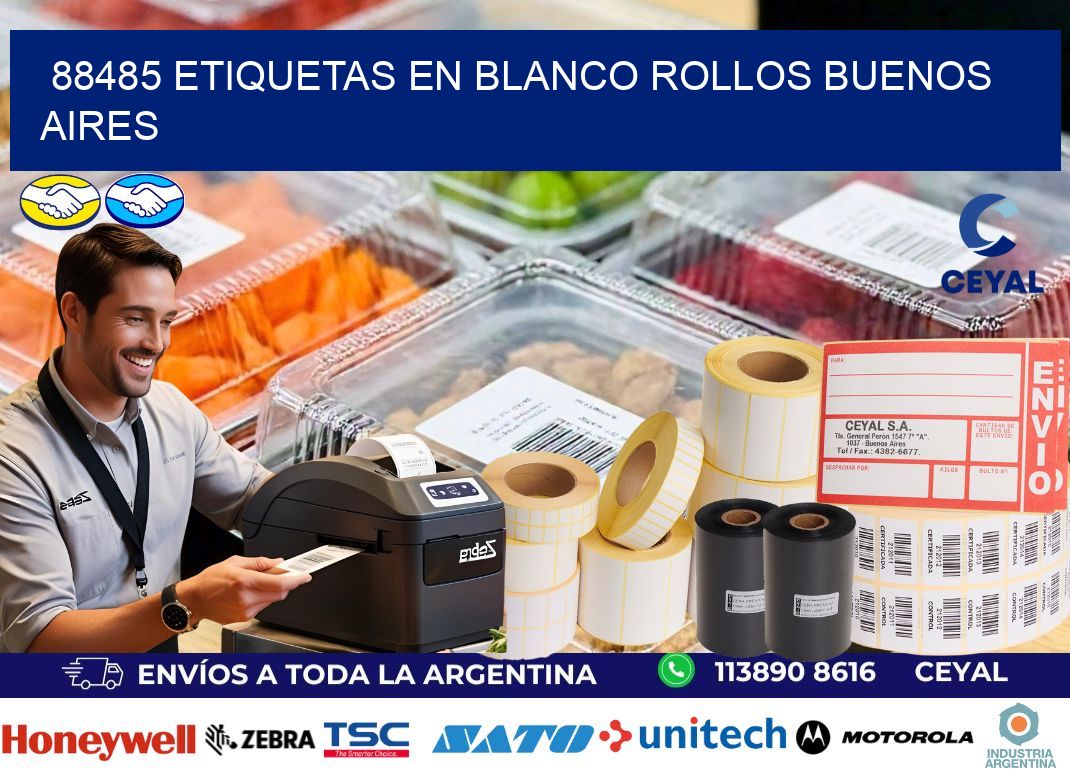 88485 ETIQUETAS EN BLANCO ROLLOS BUENOS AIRES