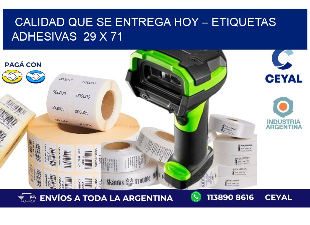 Calidad que se Entrega Hoy – Etiquetas Adhesivas  29 x 71