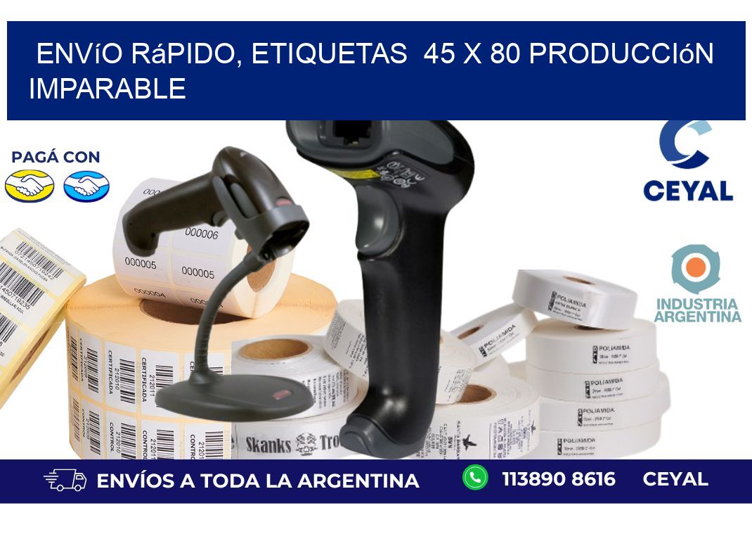 Envío Rápido, Etiquetas  45 x 80 Producción Imparable