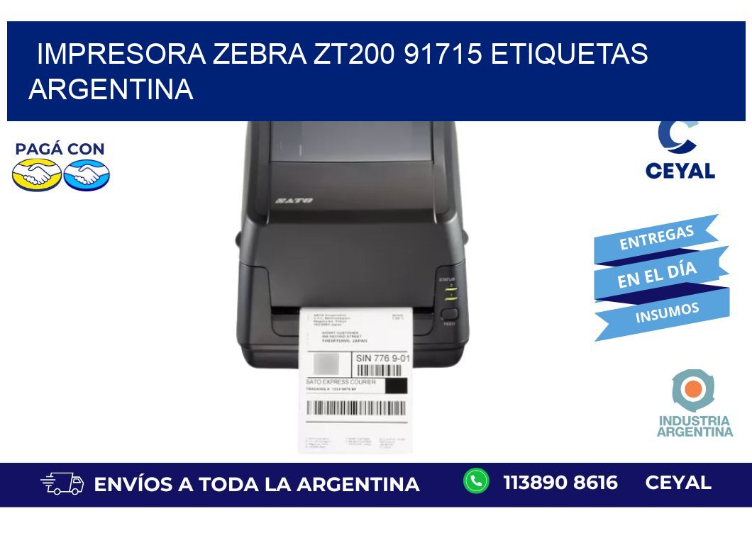 Impresora zebra zt200 91715 etiquetas argentina