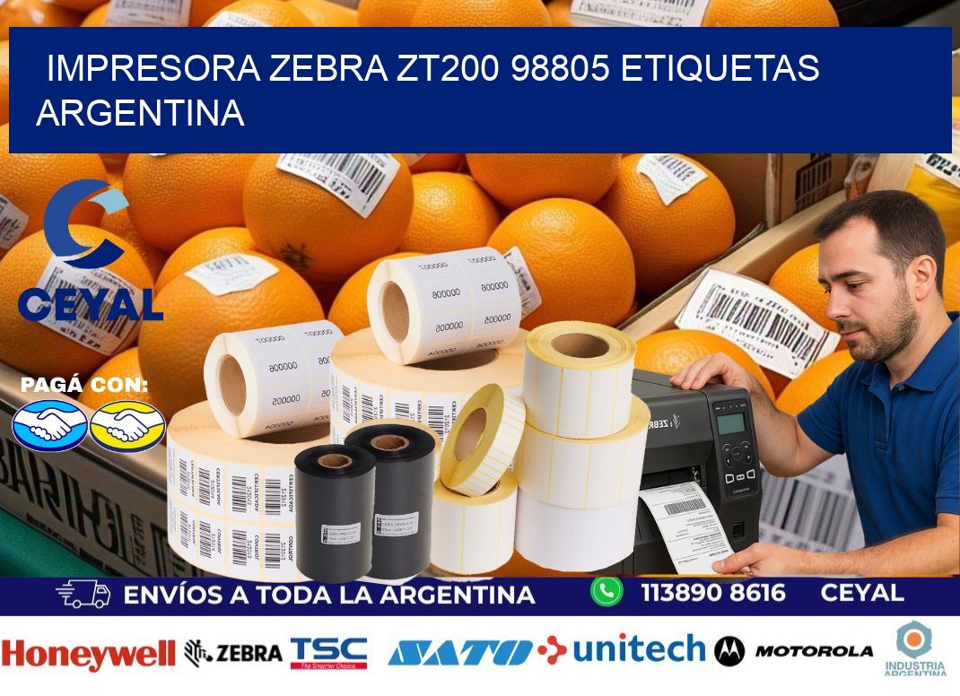 Impresora zebra zt200 98805 etiquetas argentina