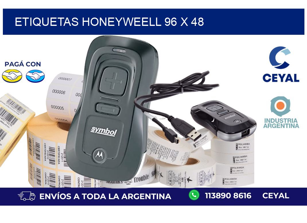 etiquetas honeyweell 96 x 48