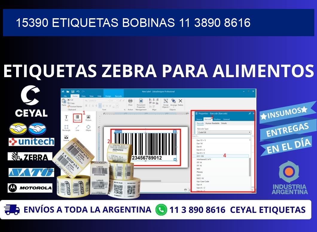 15390 ETIQUETAS BOBINAS 11 3890 8616