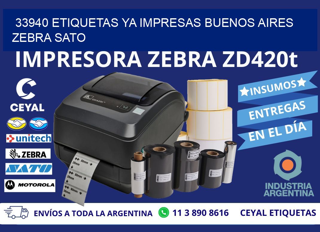 33940 ETIQUETAS YA IMPRESAS BUENOS AIRES ZEBRA SATO