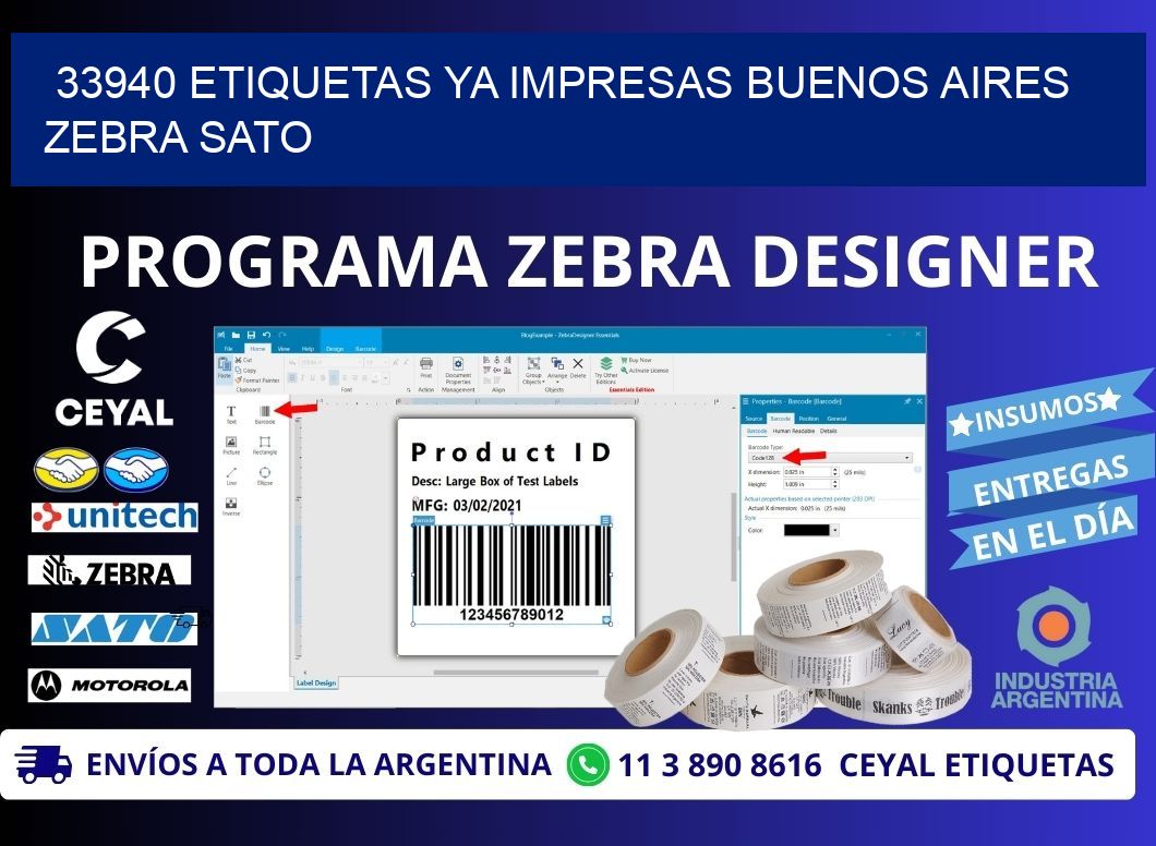 33940 ETIQUETAS YA IMPRESAS BUENOS AIRES ZEBRA SATO