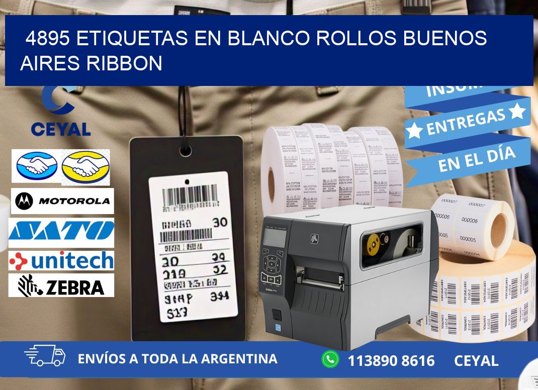 4895 ETIQUETAS EN BLANCO ROLLOS BUENOS AIRES RIBBON
