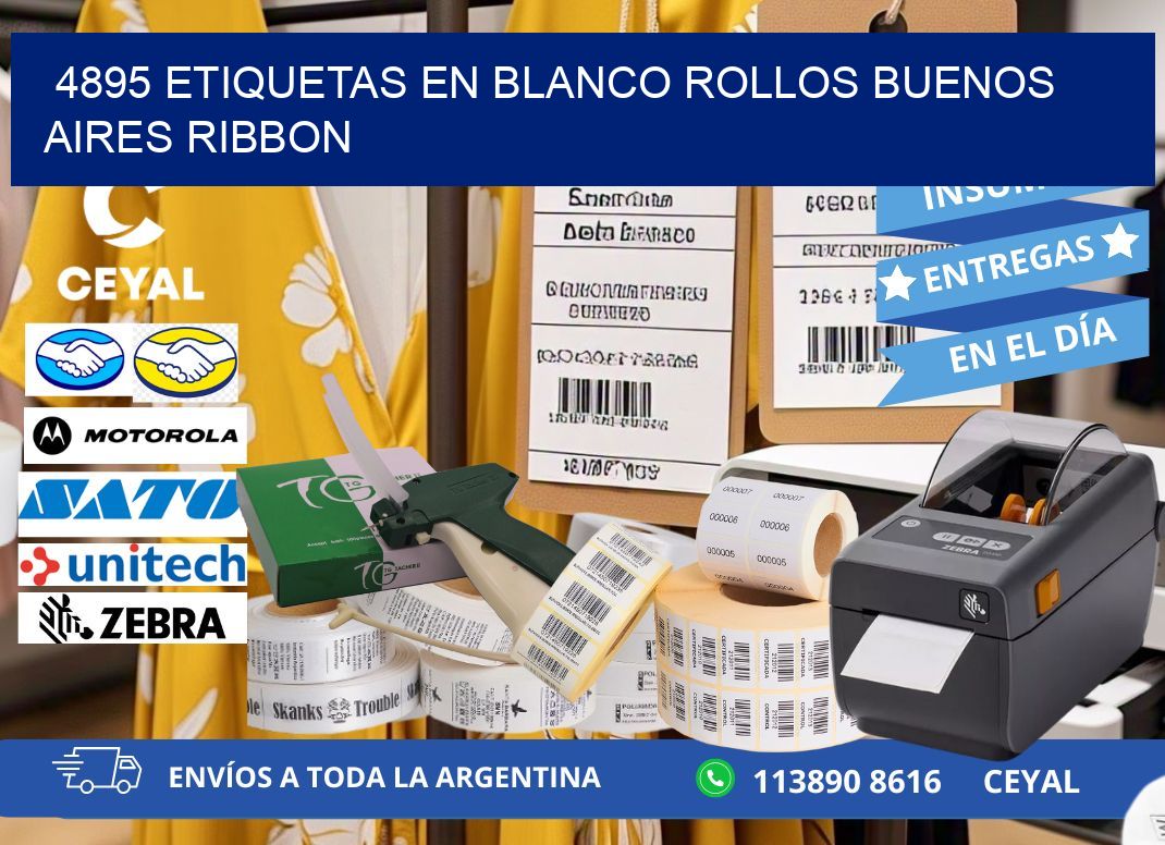 4895 ETIQUETAS EN BLANCO ROLLOS BUENOS AIRES RIBBON