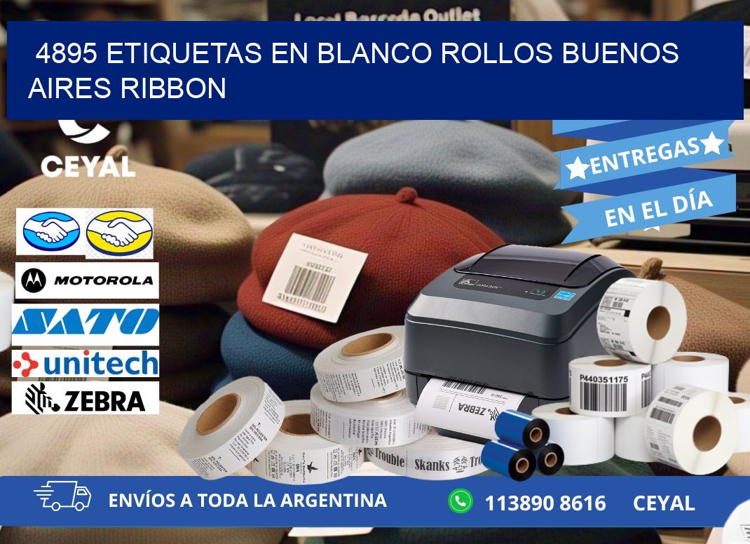 4895 ETIQUETAS EN BLANCO ROLLOS BUENOS AIRES RIBBON