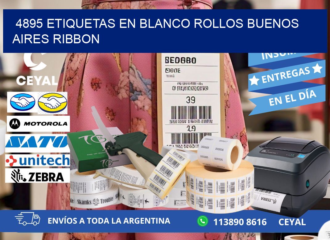 4895 ETIQUETAS EN BLANCO ROLLOS BUENOS AIRES RIBBON