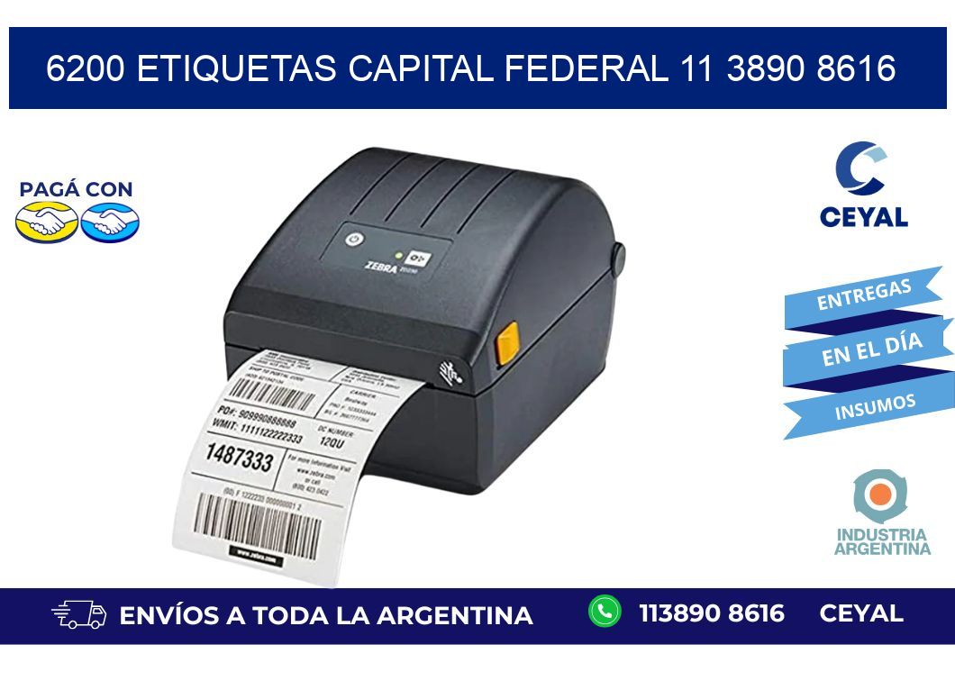 6200 ETIQUETAS CAPITAL FEDERAL 11 3890 8616