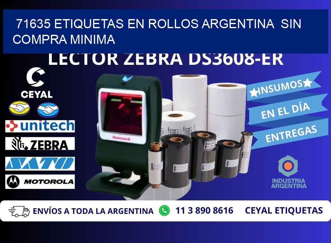 71635 ETIQUETAS EN ROLLOS ARGENTINA SIN COMPRA MINIMA