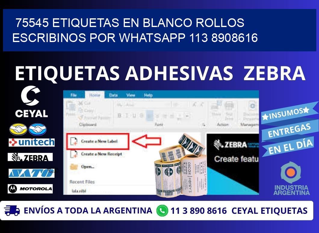 75545 ETIQUETAS EN BLANCO ROLLOS ESCRIBINOS POR WHATSAPP 113 8908616