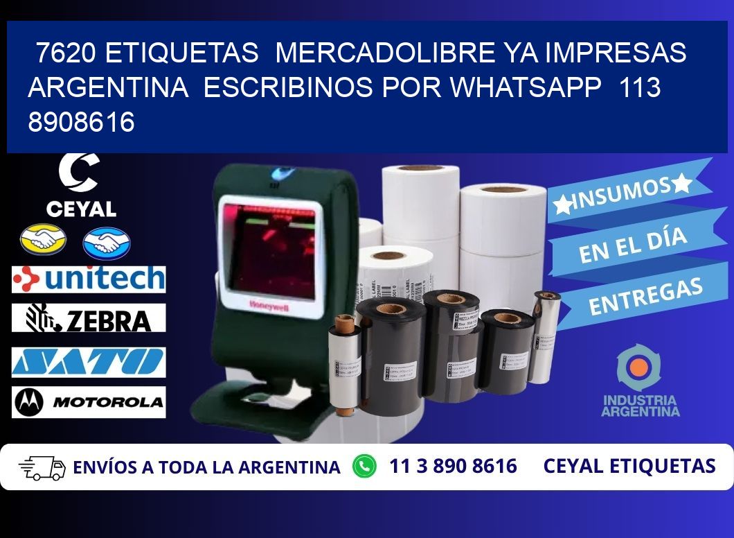 7620 ETIQUETAS  MERCADOLIBRE YA IMPRESAS ARGENTINA  ESCRIBINOS POR WHATSAPP  113 8908616