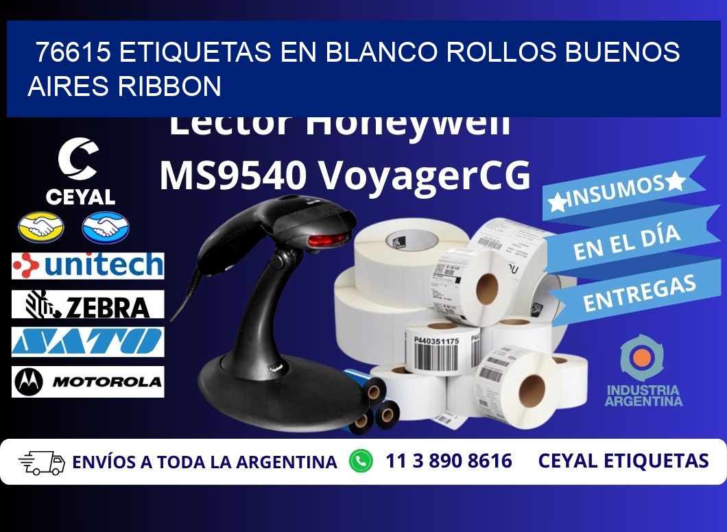 76615 ETIQUETAS EN BLANCO ROLLOS BUENOS AIRES RIBBON