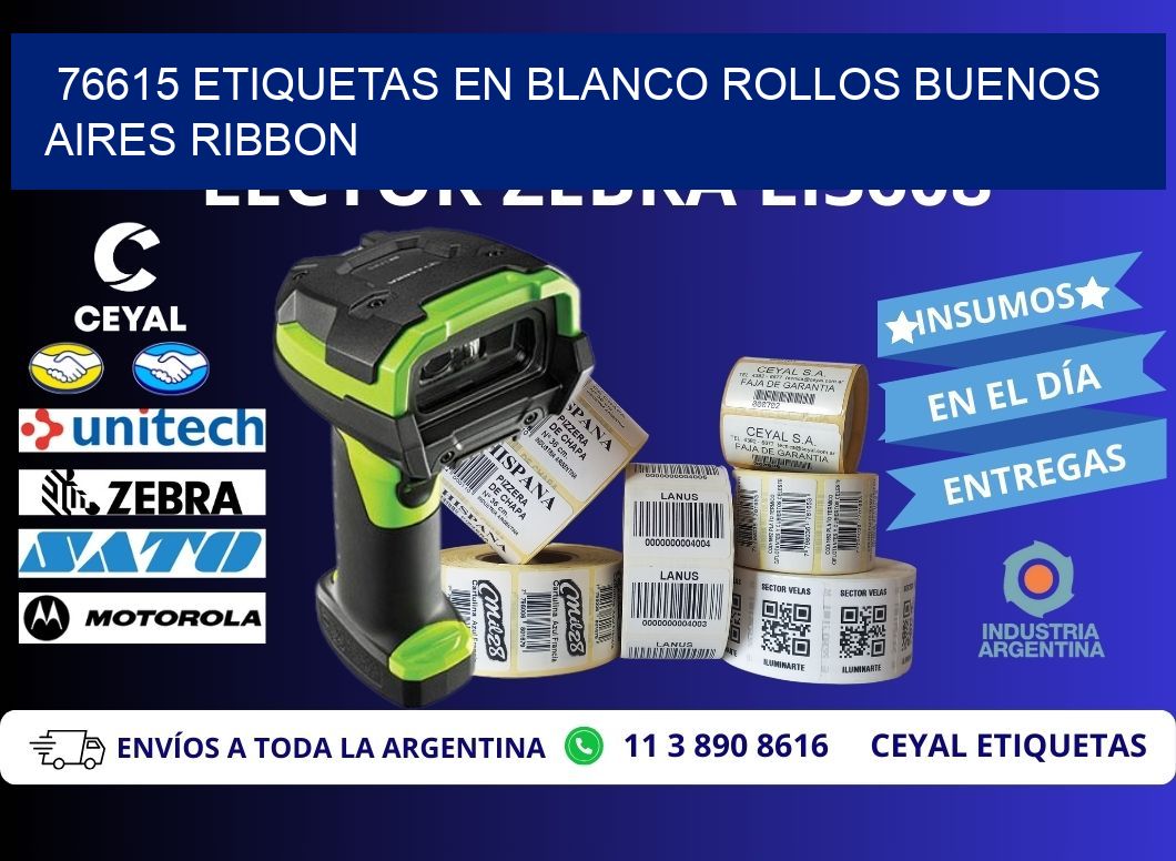 76615 ETIQUETAS EN BLANCO ROLLOS BUENOS AIRES RIBBON