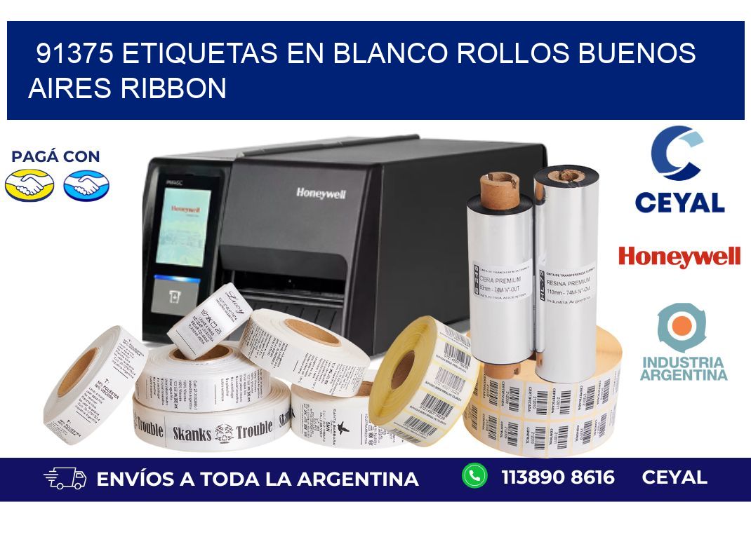 91375 ETIQUETAS EN BLANCO ROLLOS BUENOS AIRES RIBBON