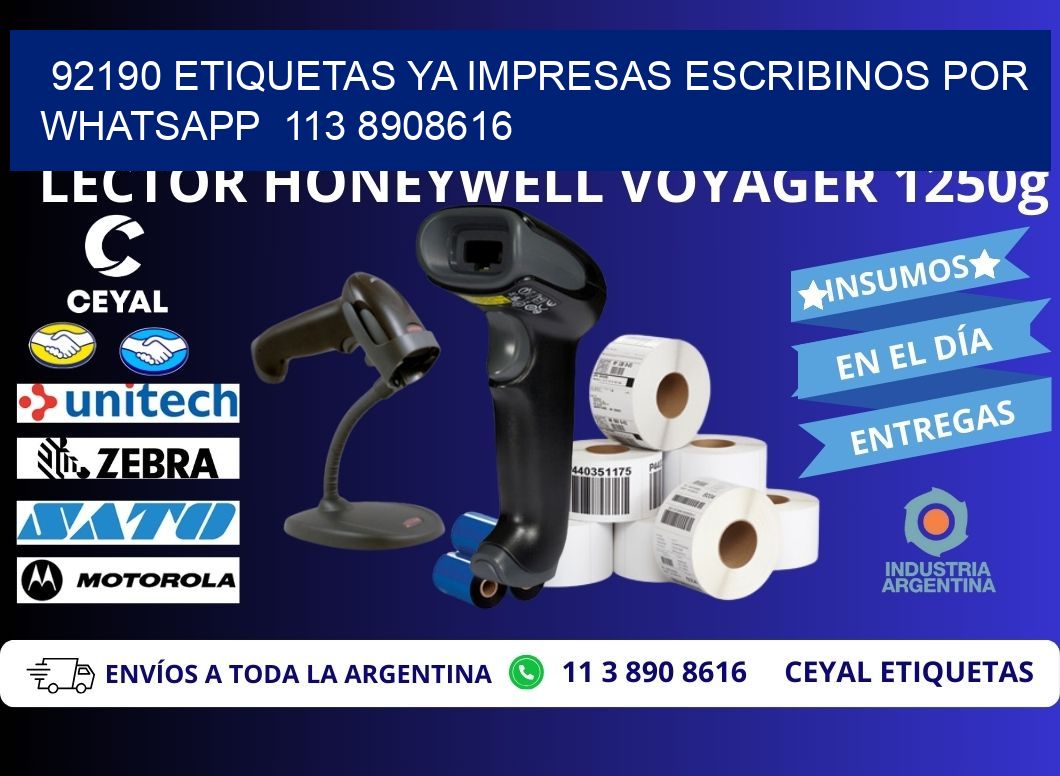 92190 ETIQUETAS YA IMPRESAS ESCRIBINOS POR WHATSAPP  113 8908616