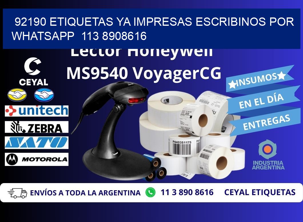 92190 ETIQUETAS YA IMPRESAS ESCRIBINOS POR WHATSAPP  113 8908616