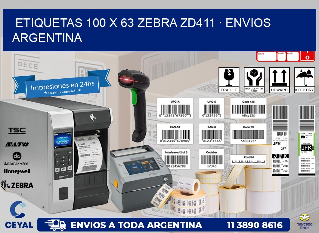 ETIQUETAS 100 x 63 ZEBRA ZD411 · ENVIOS ARGENTINA