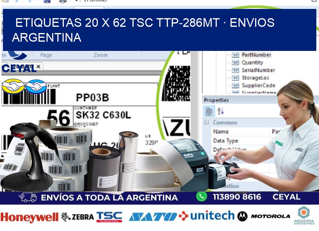 ETIQUETAS 20 x 62 TSC TTP-286MT · ENVIOS ARGENTINA