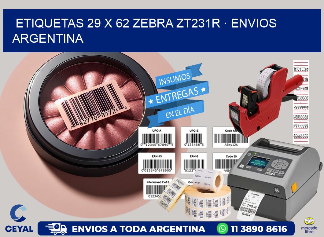ETIQUETAS 29 x 62 ZEBRA ZT231R · ENVIOS ARGENTINA