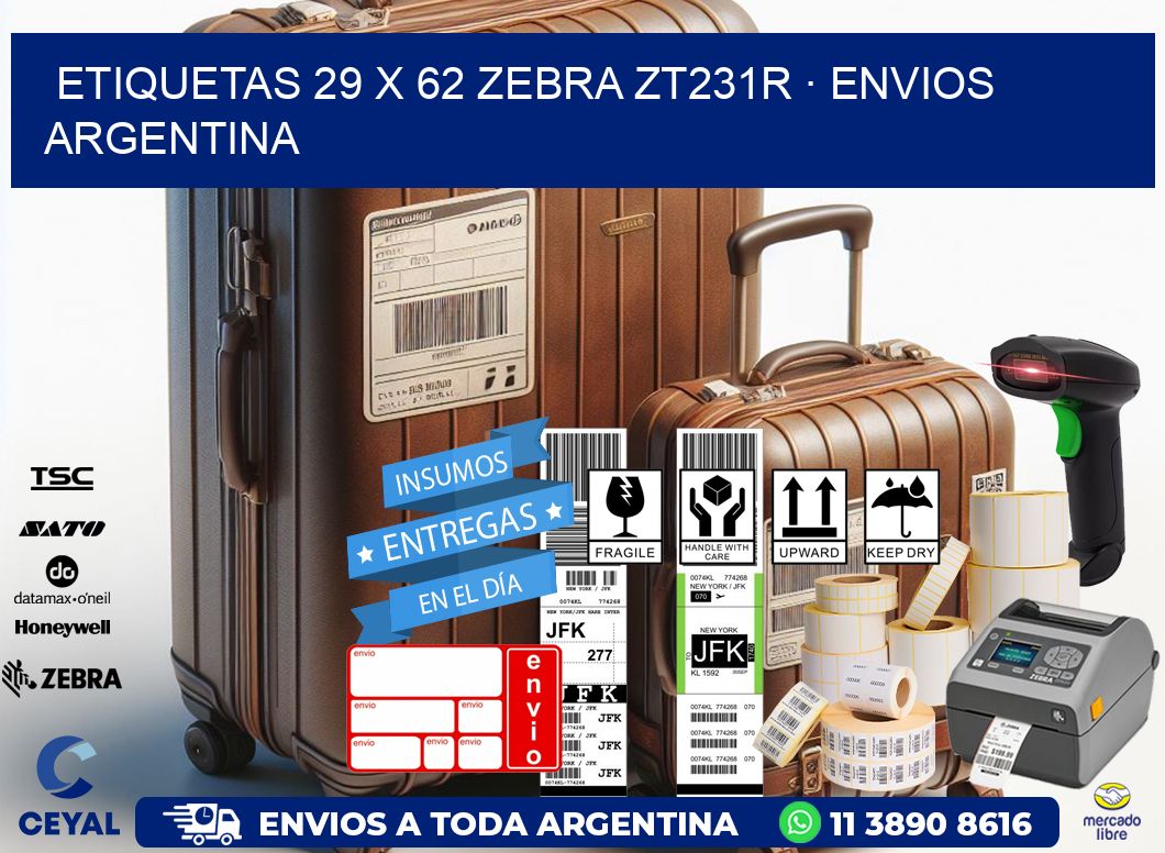 ETIQUETAS 29 x 62 ZEBRA ZT231R · ENVIOS ARGENTINA
