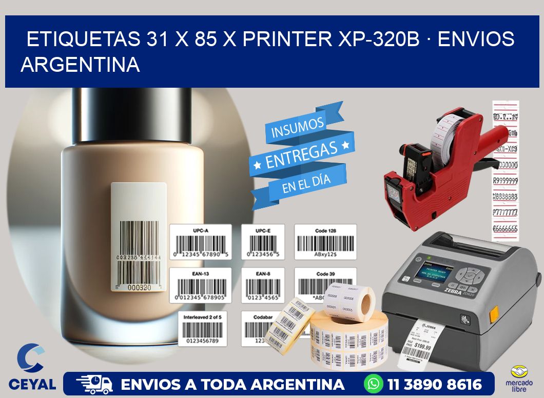 ETIQUETAS 31 x 85 X PRINTER XP-320B · ENVIOS ARGENTINA