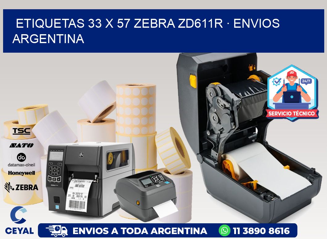 ETIQUETAS 33 x 57 ZEBRA ZD611R · ENVIOS ARGENTINA