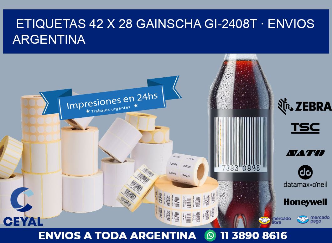 ETIQUETAS 42 x 28 GAINSCHA GI-2408T · ENVIOS ARGENTINA