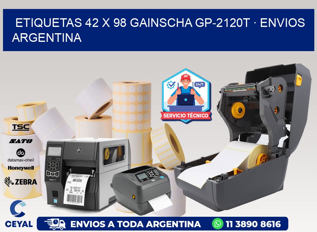 ETIQUETAS 42 x 98 GAINSCHA GP-2120T · ENVIOS ARGENTINA