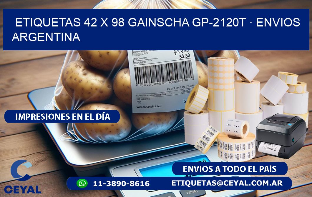 ETIQUETAS 42 x 98 GAINSCHA GP-2120T · ENVIOS ARGENTINA