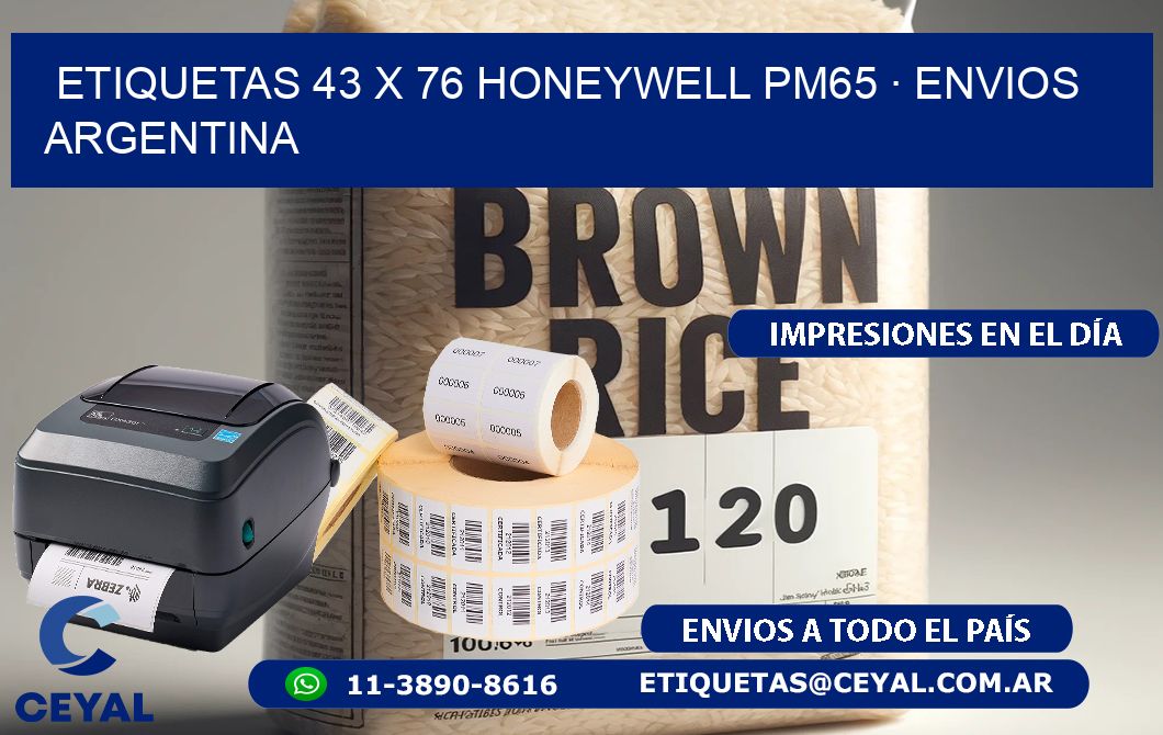 ETIQUETAS 43 x 76 HONEYWELL PM65 · ENVIOS ARGENTINA