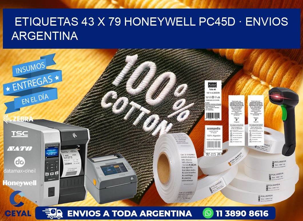ETIQUETAS 43 x 79 HONEYWELL PC45D · ENVIOS ARGENTINA