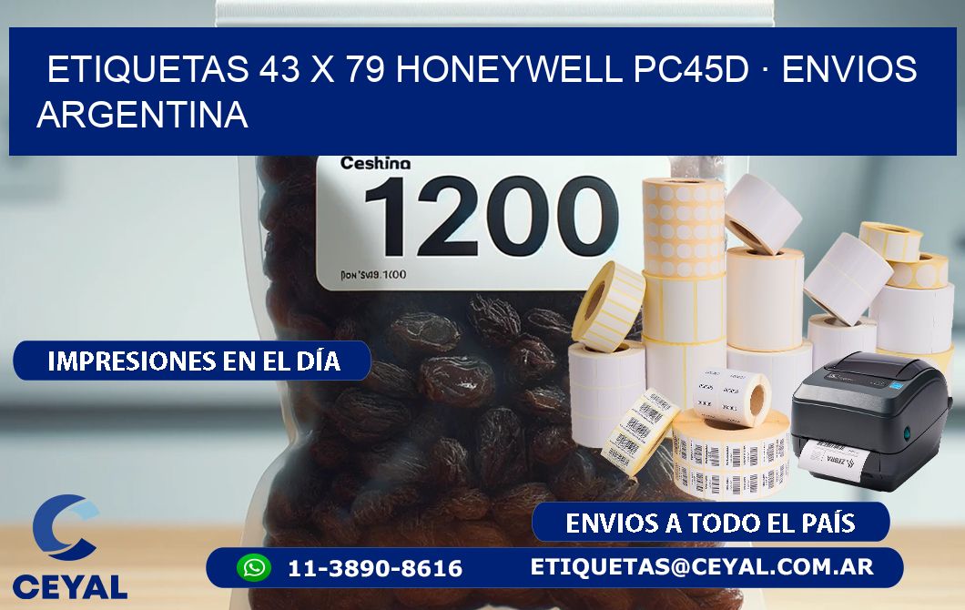 ETIQUETAS 43 x 79 HONEYWELL PC45D · ENVIOS ARGENTINA