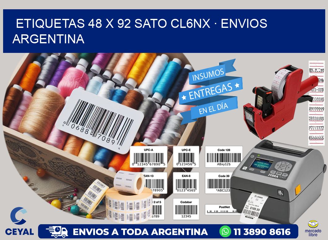 ETIQUETAS 48 x 92 SATO CL6NX · ENVIOS ARGENTINA