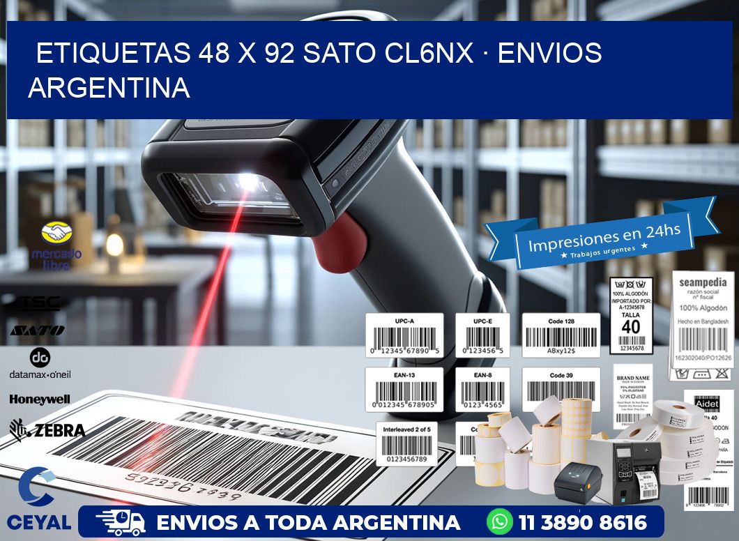ETIQUETAS 48 x 92 SATO CL6NX · ENVIOS ARGENTINA