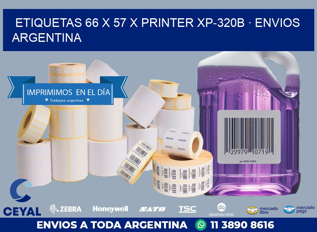 ETIQUETAS 66 x 57 X PRINTER XP-320B · ENVIOS ARGENTINA